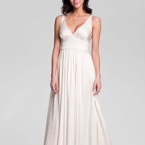 Nicole Miller 'Elizabeth' Crisscrossed Back Silk A-Line Wedding Gown Ivory